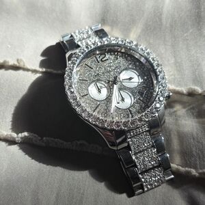 Michael Kors Ritz Silver-Tone Pavé Chronograph Watch